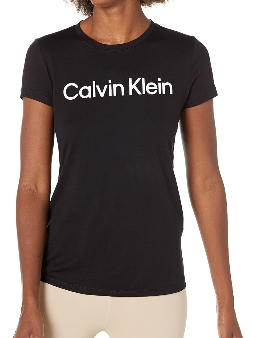 Calvin Klein Women's Black Logo Crew Neck Tee